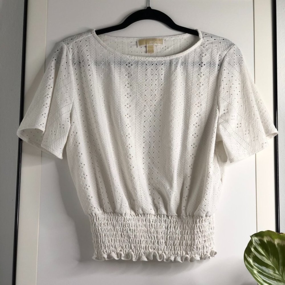 Michael Kors Eyelet Short Sleeve Top